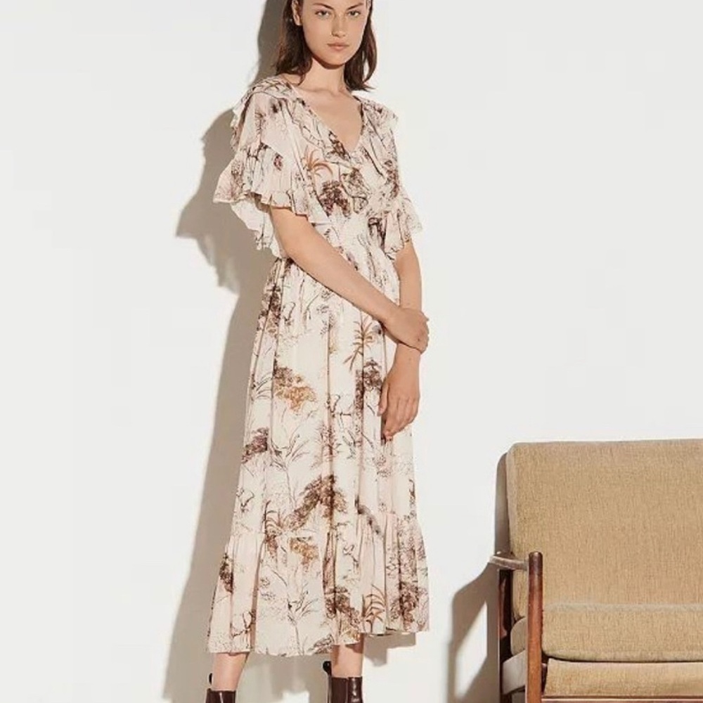 Sandro Jolay Printed Ruffled Dress Size IT 36/US0-2